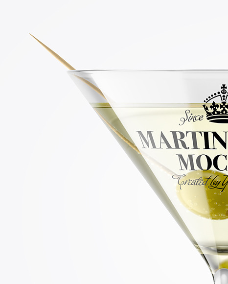 Martini Glass with Olive Mockup