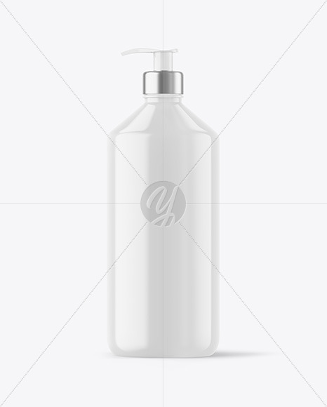 Glossy Cosmetic Bottle with Pump Mockup