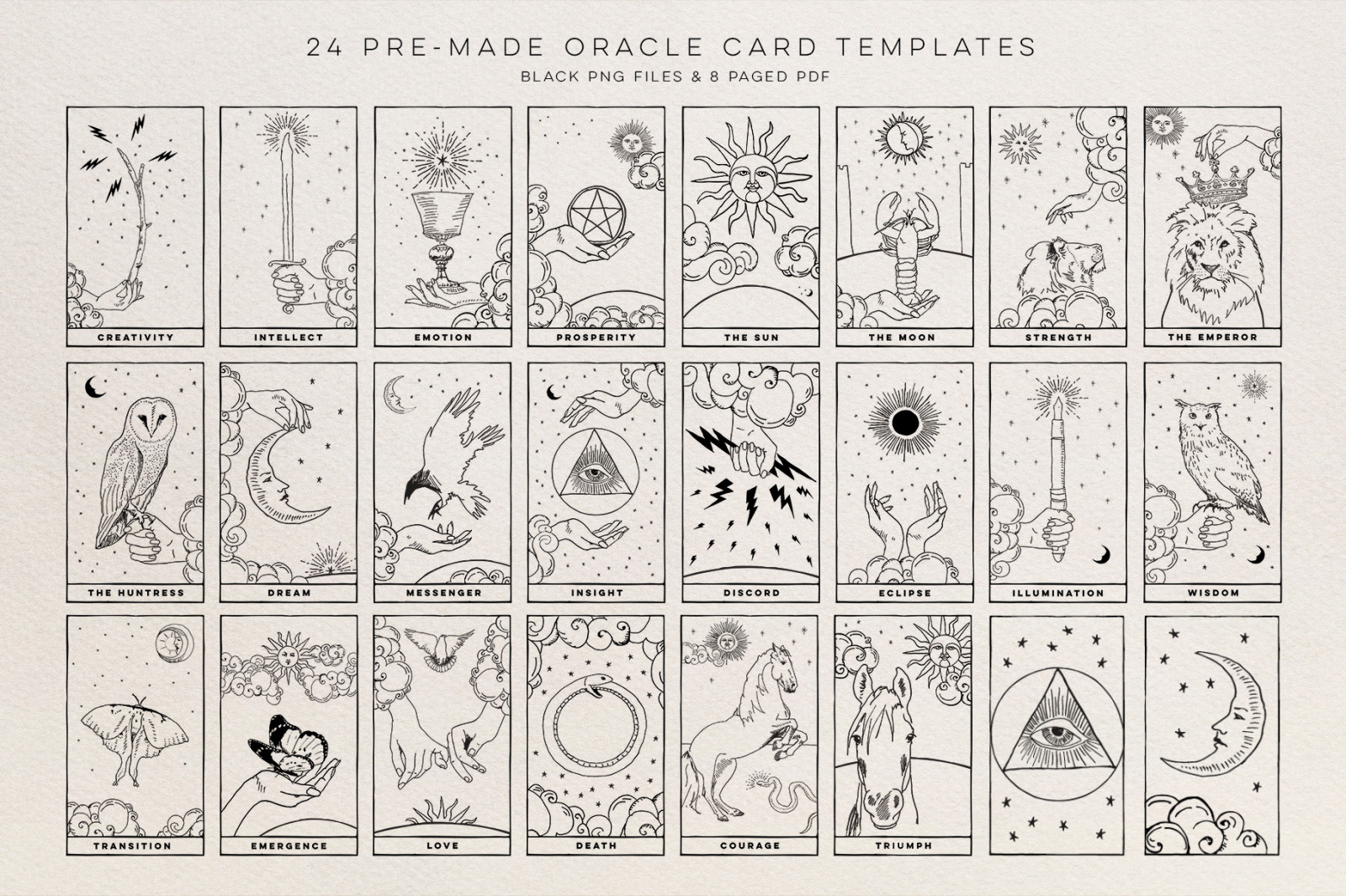 The Celestial Oracle Graphic Tarot Clipart Vector Kit