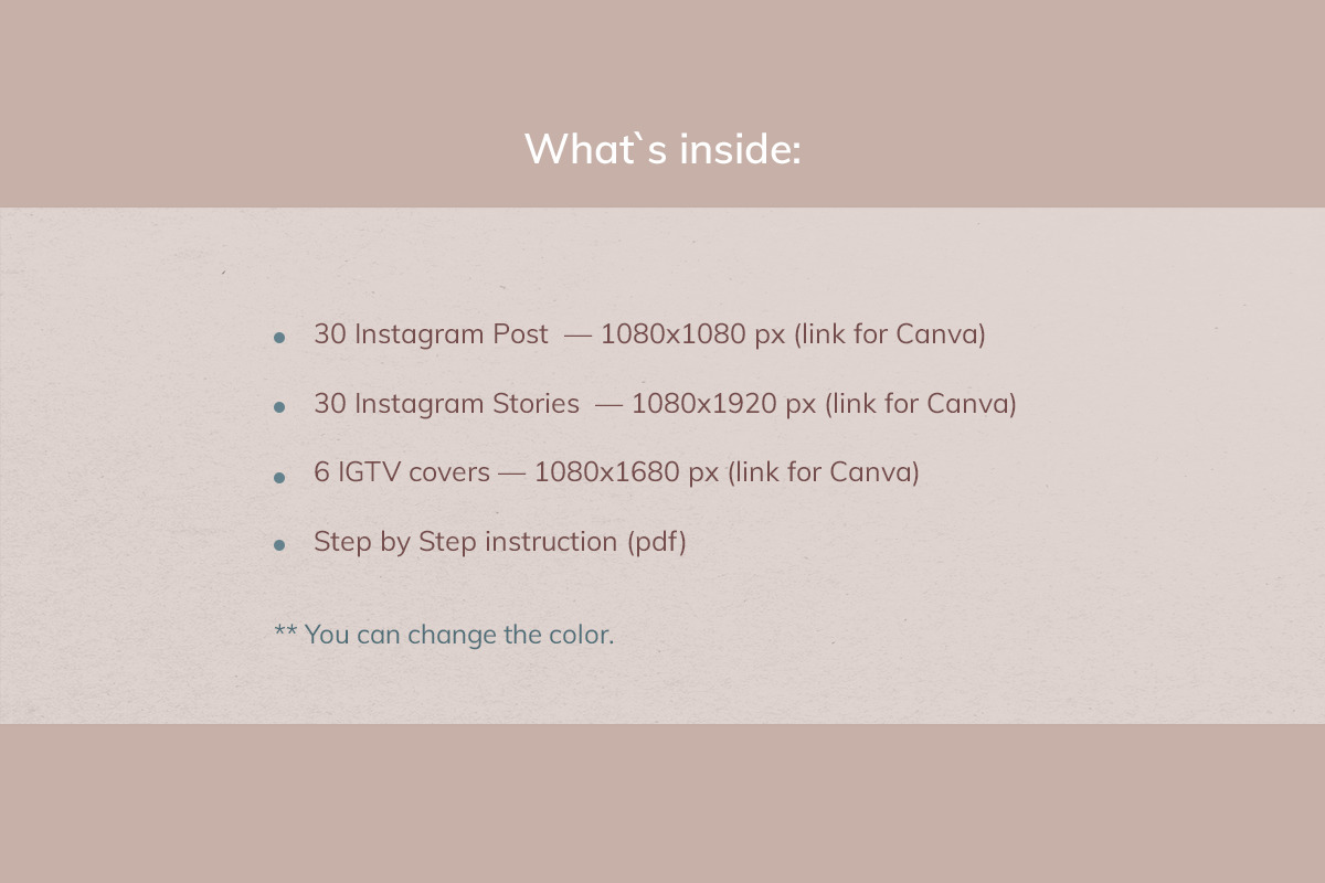 Canva Instagram Templates &#034;Natural color&#034;. Social Media Bundle