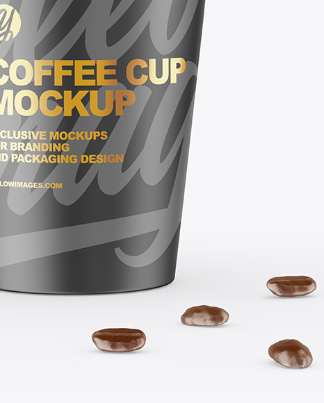 Cofee Cup With Beans Mockup