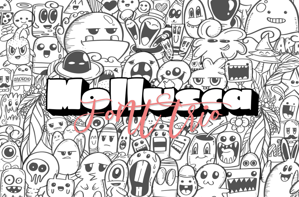 Mollusca Font Trio | Doodle Font Mollusca Font Trio | Doodle Font