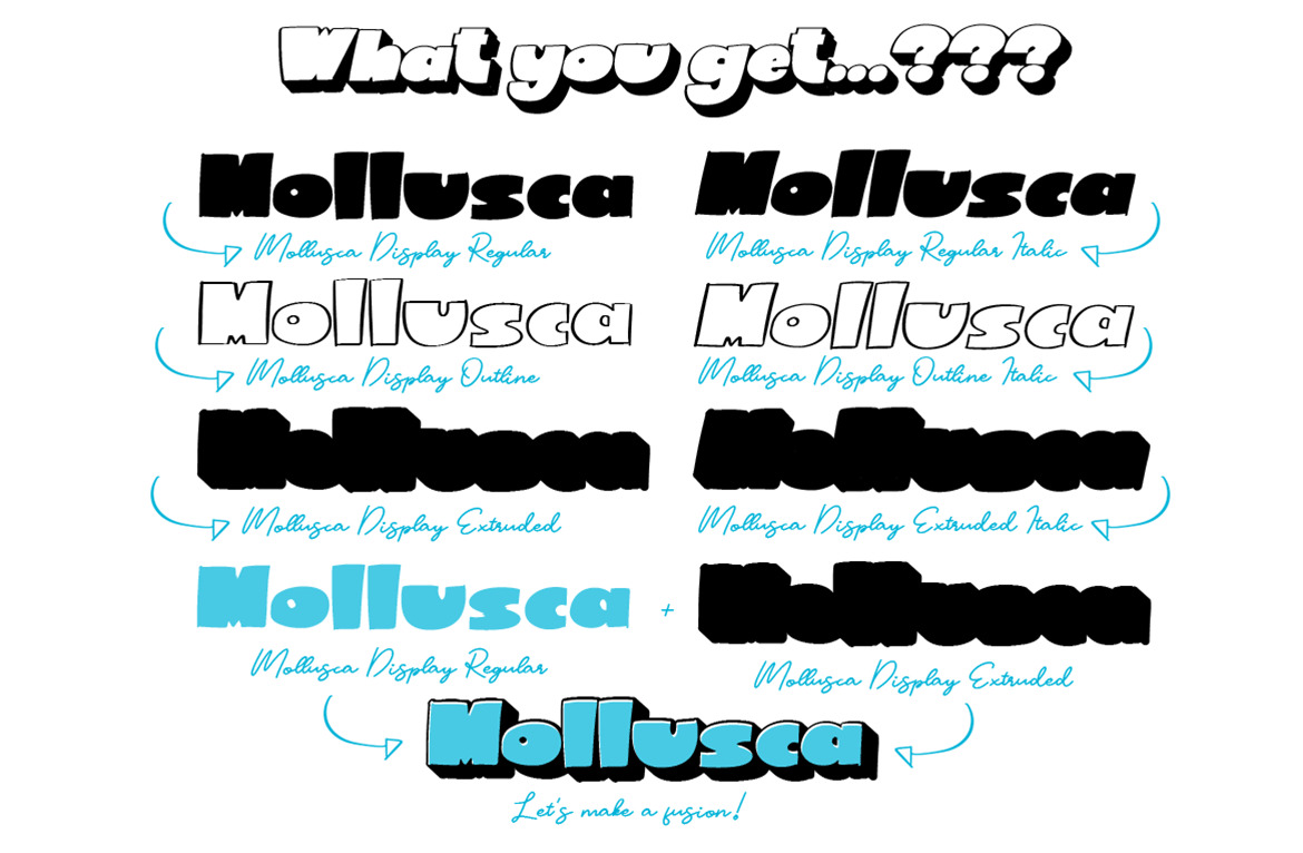 Mollusca Font Trio | Doodle Font Mollusca Font Trio | Doodle Font