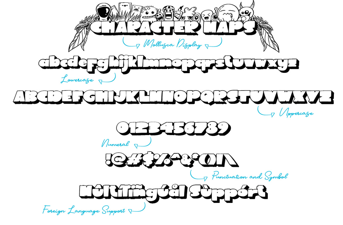 Mollusca Font Trio | Doodle Font Mollusca Font Trio | Doodle Font