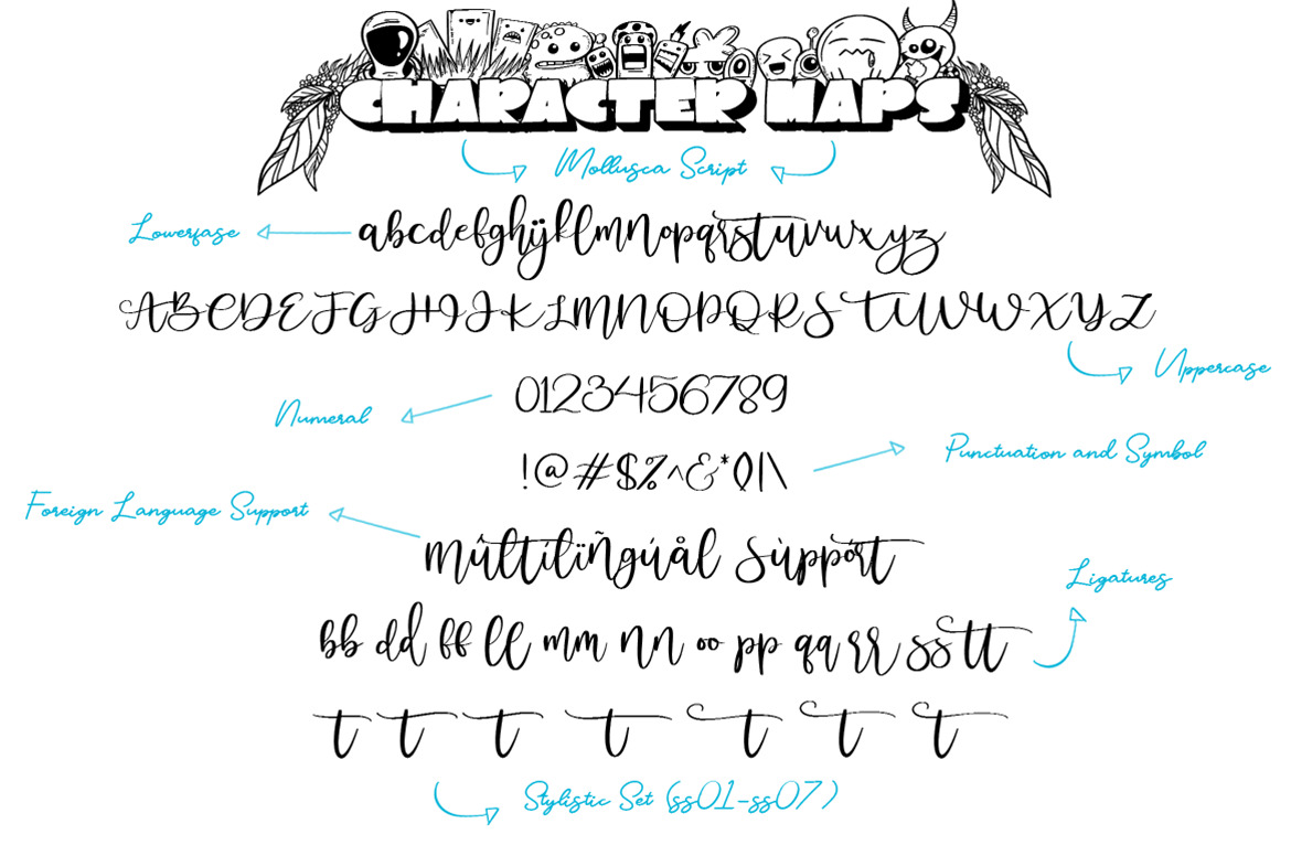 Mollusca Font Trio | Doodle Font Mollusca Font Trio | Doodle Font