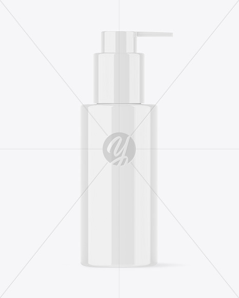 Glossy Cosmetic Bottle with Pump Mockup