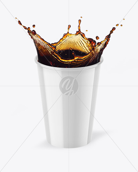 Glossy Paper Cup w/ Splash Mockup