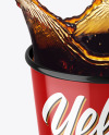 Glossy Paper Cup w/ Splash Mockup