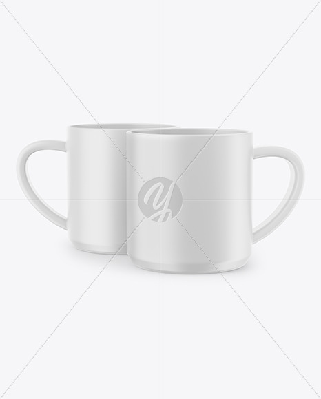 Two Matte Mugs Mockup