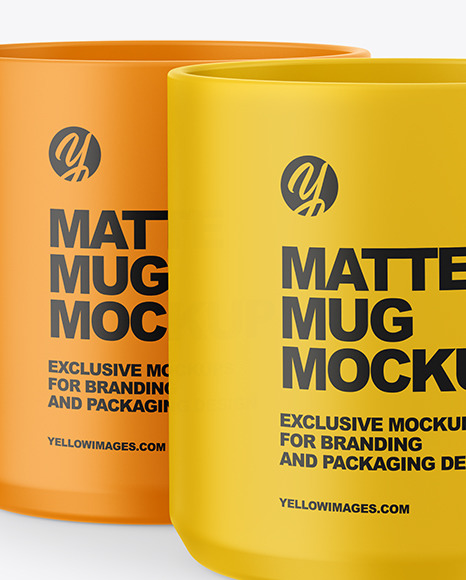 Two Matte Mugs Mockup