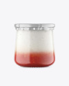 Clear Glass Jar with Yogurt and Strawberry Jam Mockup