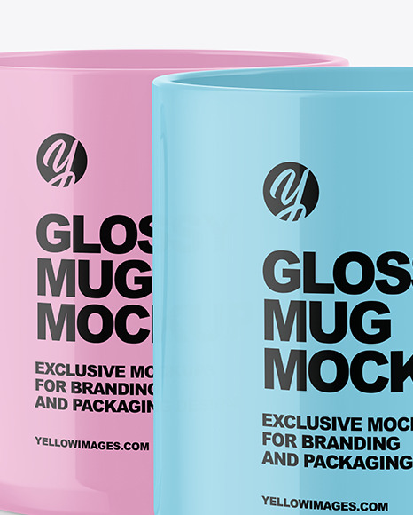 Two Glossy Mugs Mockup