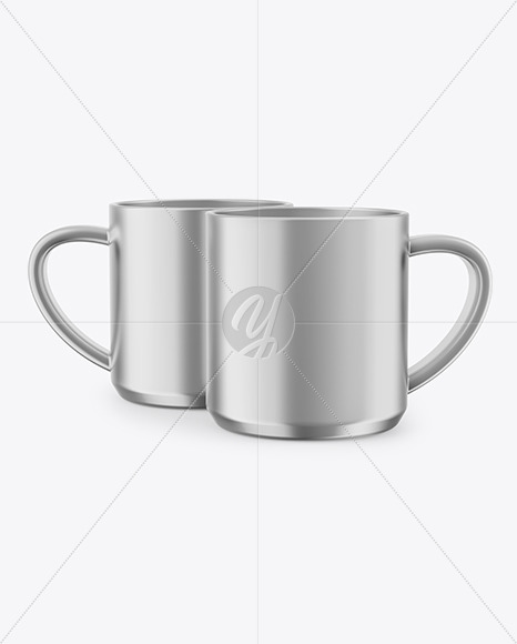 Two Metallic Mugs Mockup