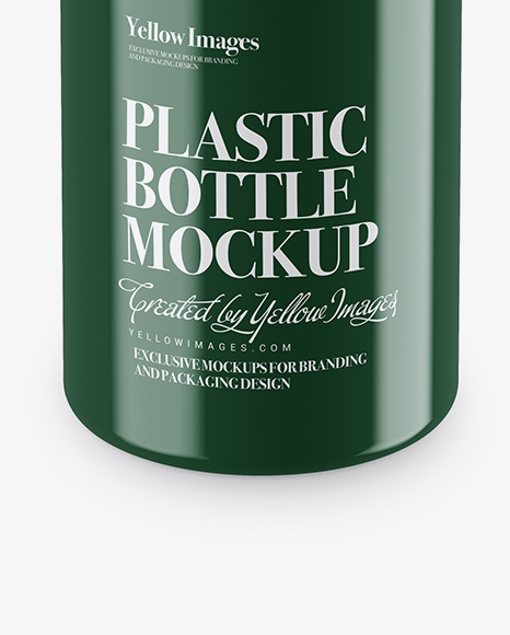 Glossy Plastic Bottle Mockup (High-Angle Shot)