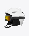 Ski Helmet With Goggles Mockup - Left Halfside View