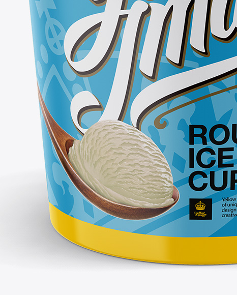 Glossy Ice Cream Cup Mockup (High-Angle Shot)