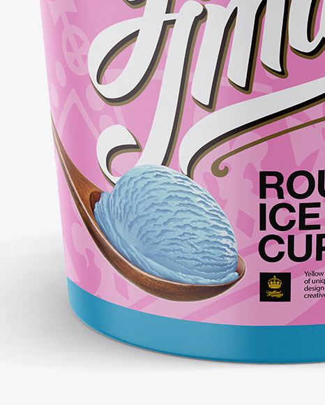 Matte Ice Cream Cup Mockup (High-Angle Shot)