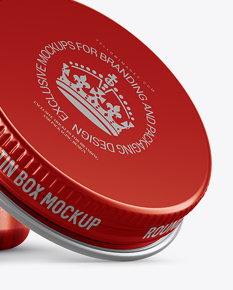 50ml Open Metallic Round Tin Box Mockup - Front View