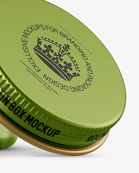 50ml Open Matte Metal Round Tin Box Mockup - Front View