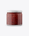 Glass Jar with Raspberry Jam Mockup - Front View