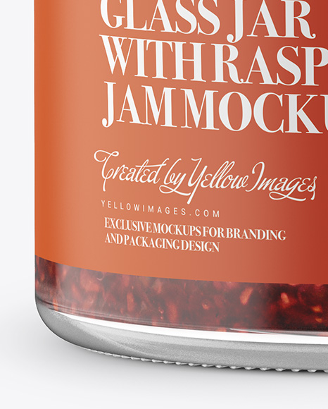 Glass Jar with Raspberry Jam Mockup - Front View