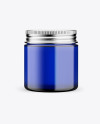 Blue Glass Cosmetic Jar Mockup - Front View