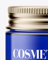 Blue Glass Cosmetic Jar Mockup - Front View