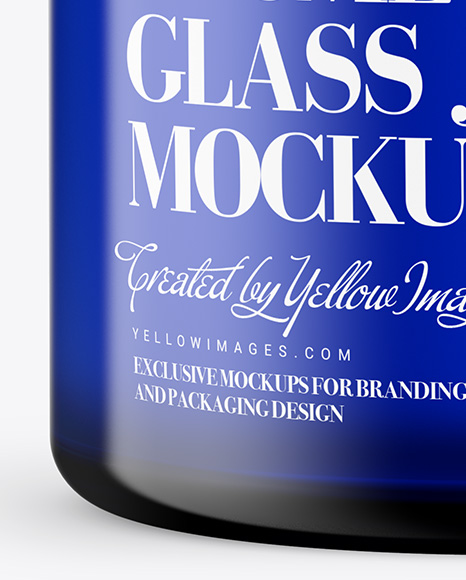 Blue Glass Cosmetic Jar Mockup - Front View