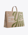 Kraft Paper Shopping Bag Mockup - Halfside View (Eye-Level Shot)