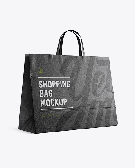 Kraft Paper Shopping Bag Mockup - Halfside View (Eye-Level Shot)