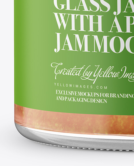 Glass Jar with Apple Jam Mockup - Front View