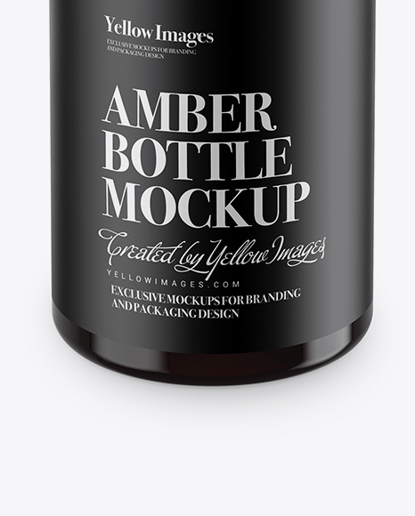 Amber Plastic Bottle Mockup (High-Angle Shot)