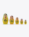 Five Russian Wooden Dolls Mockup