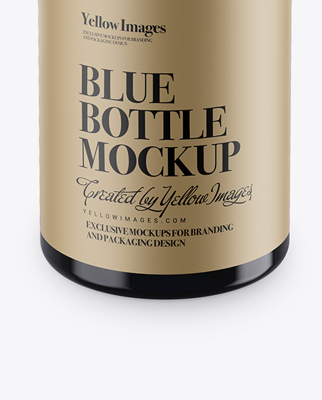 Blue Plastic Bottle Mockup (High-Angle Shot)