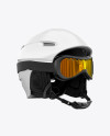 Ski Helmet With Goggles Mockup - Right Half Side View