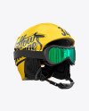 Ski Helmet With Goggles Mockup - Right Half Side View