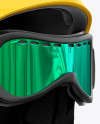 Ski Helmet With Goggles Mockup - Right Half Side View