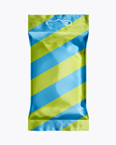 Metallic Wet Wipes Pack Mockup - Front View