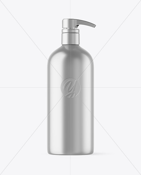 Metallized Plastic Bottle with Pump Mockup