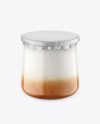 Clear Glass Jar with Yogurt and Apricot Jam Mockup Clear Glass Jar with Yogurt and Apricot Jam Mockup