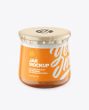 Clear Glass Jar with Yogurt and Apricot Jam Mockup Clear Glass Jar with Yogurt and Apricot Jam Mockup