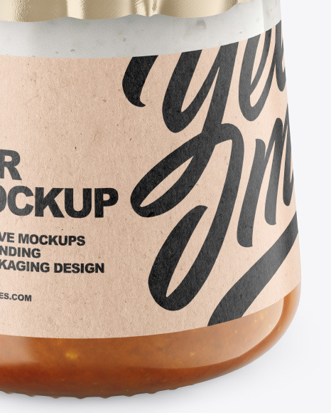 Clear Glass Jar with Yogurt and Apricot Jam Mockup Clear Glass Jar with Yogurt and Apricot Jam Mockup