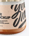 Clear Glass Jar with Yogurt and Apricot Jam Mockup Clear Glass Jar with Yogurt and Apricot Jam Mockup