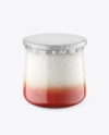 Clear Glass Jar with Yogurt and Strawberry Jam Mockup