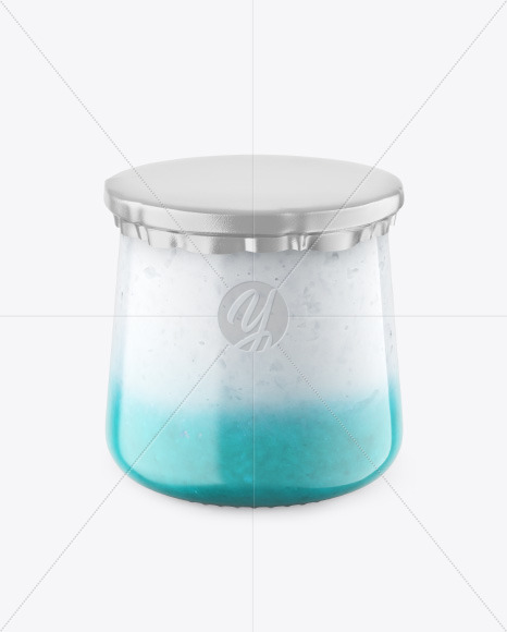 Clear Glass Jar with Yogurt and Jam Mockup