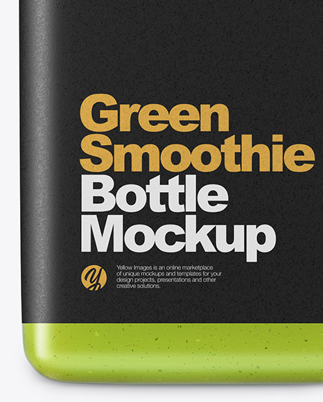 Green Smoothie Bottle with Condensation Mockup