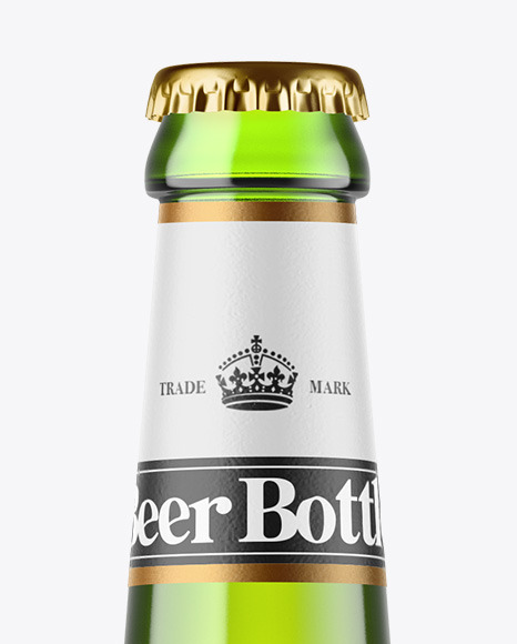 Green Glass Beer Bottle Mockup