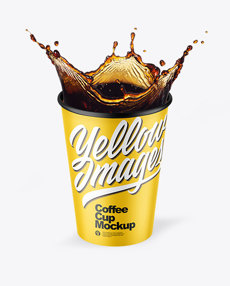 Matte Paper Coffee Cup w Splash Mockup - Splash mockup