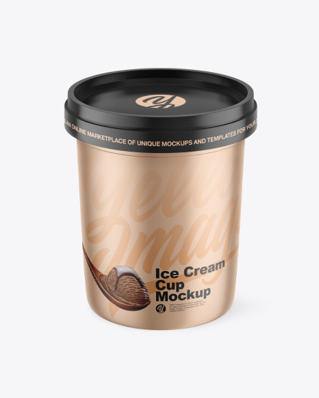 Metallic Ice Cream Cup Mockup - Premium+Psd+Ice+Cream+Jar+Packaging+Mockup