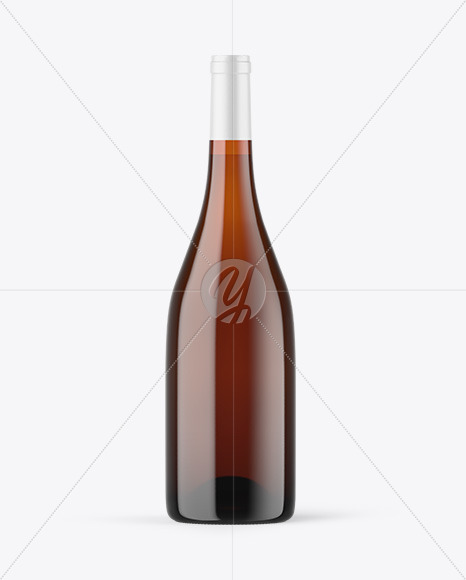 Amber Glass White Wine Bottle Mockup